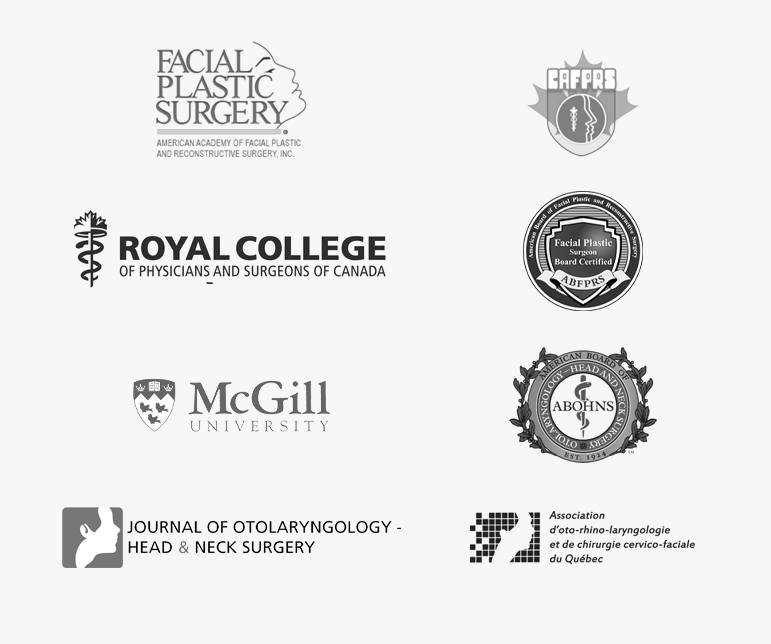 American Academy of Facial Plastic and Reconstructive Surgery, Inc, CAFPRS, Royal College of Physicians and Surgeons of Canada, ABFPRS, McGill University, ABOHNS, Journal of Otolaryngology - Head & Neck Surgery, Association d'oto-rhino-laryngologie et de chirurgie cervico-faciale du Quebec